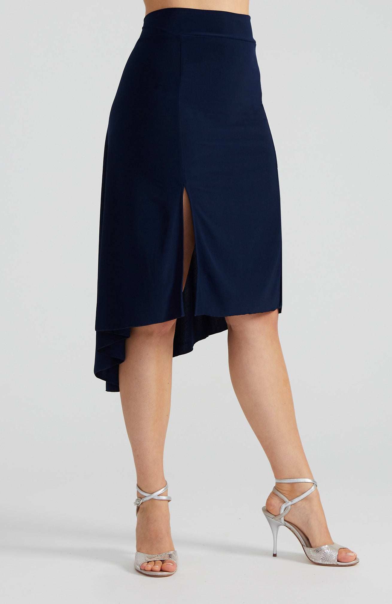 PAOLA Navy Blue Argentine Tango Skirt with Slit