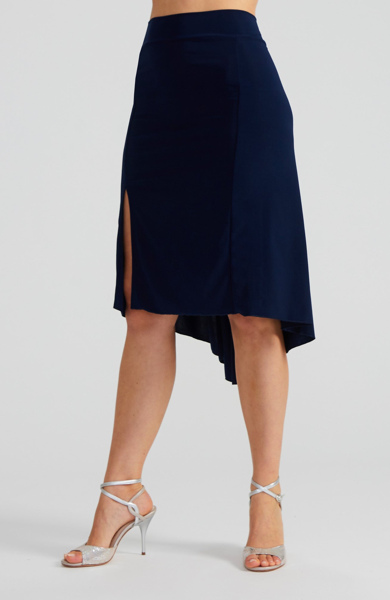 PAOLA Navy Blue Argentine Tango Skirt with Slit