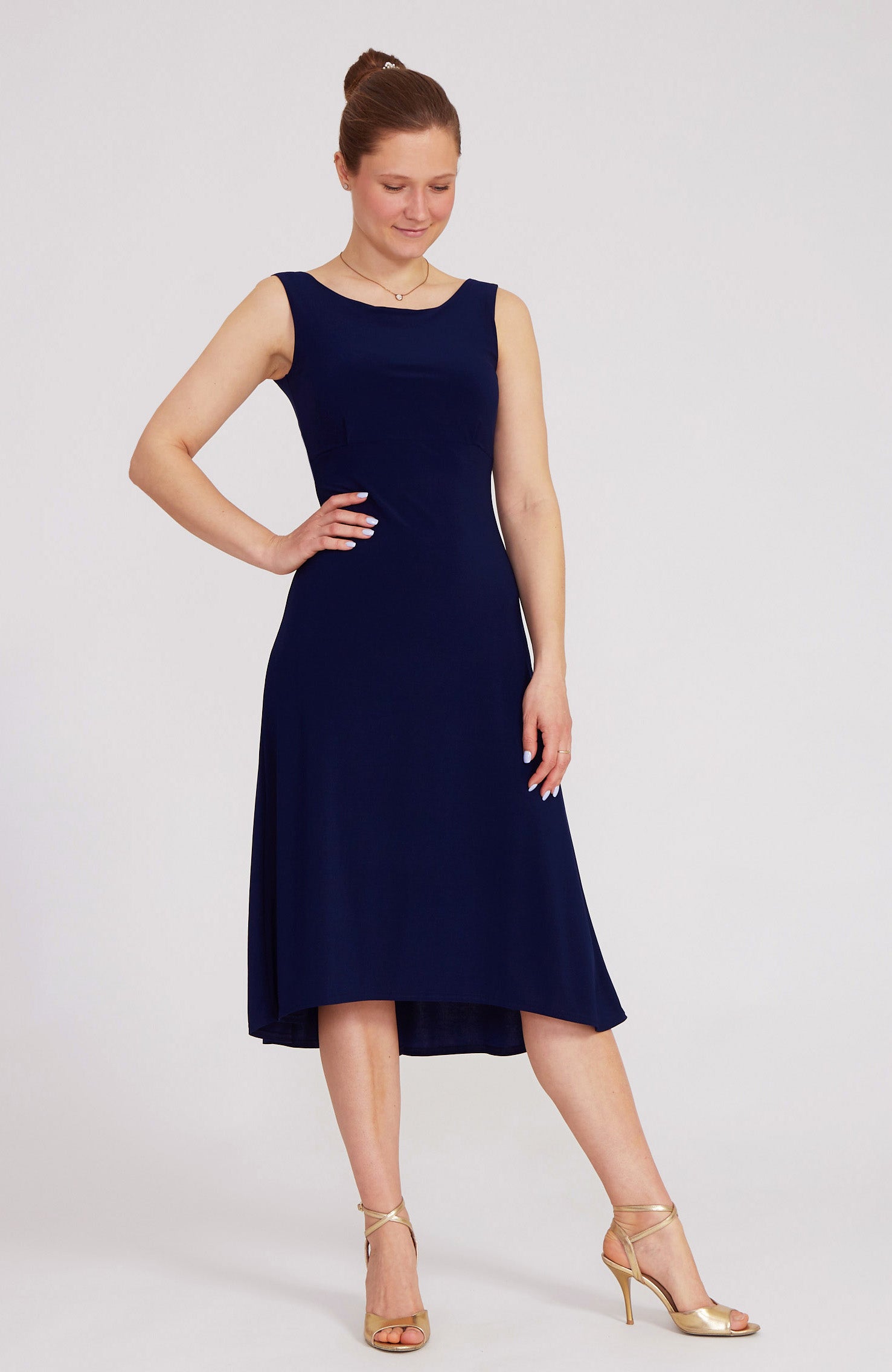 Robe de tango trapèze NOELIA bleu marine