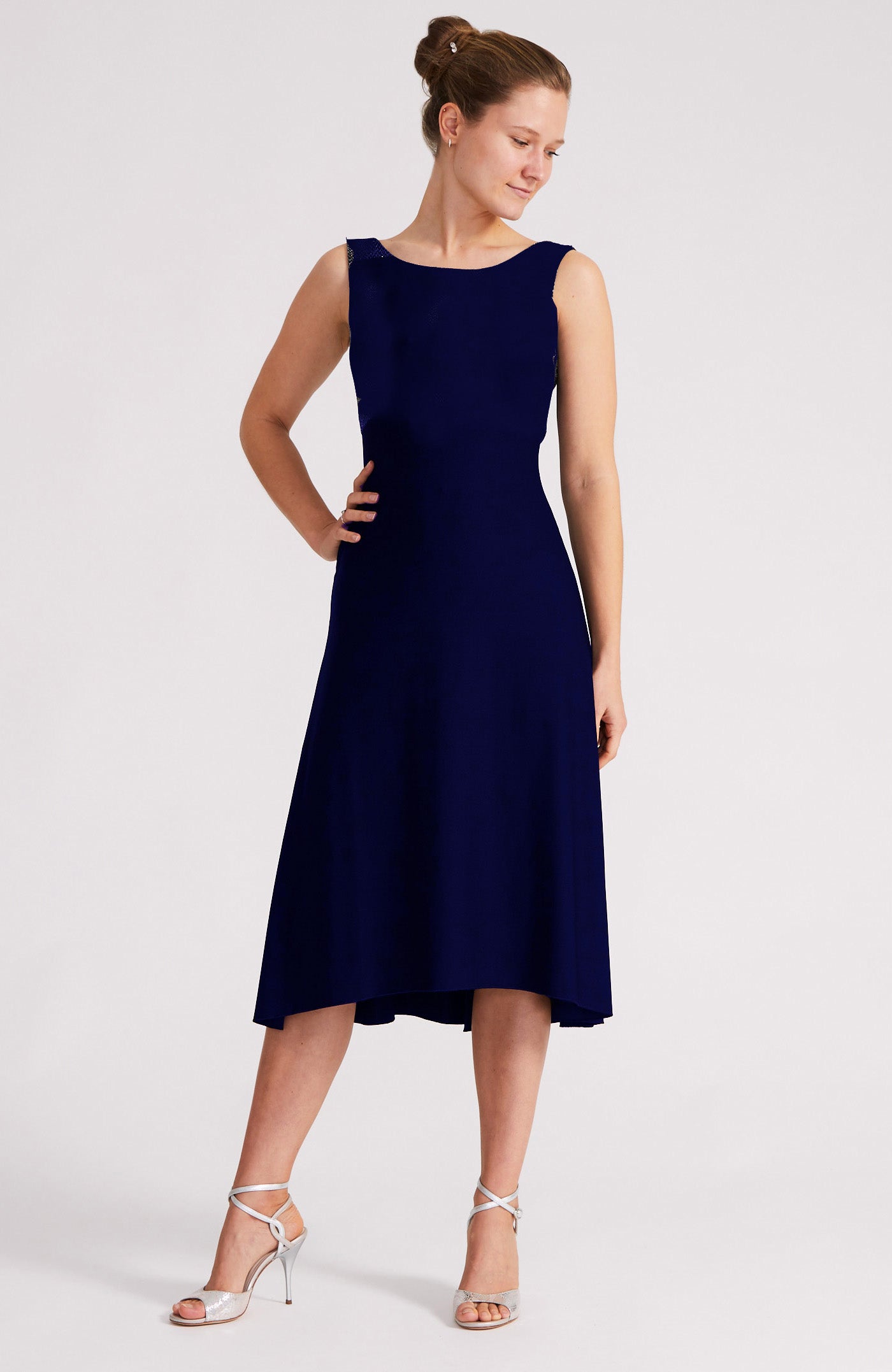 Robe de tango trapèze NOELIA bleu marine