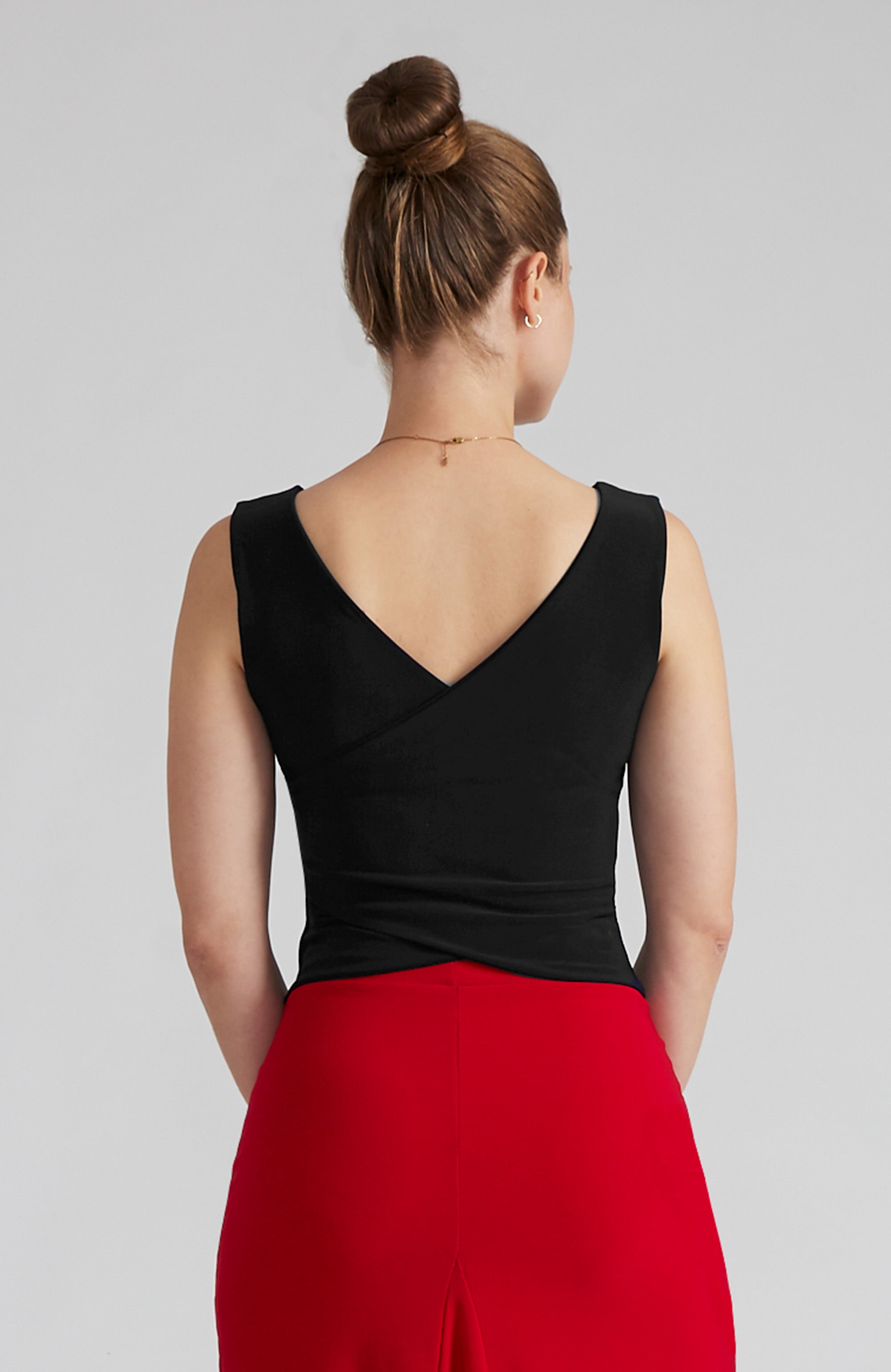 DANIELA Black Bateau Neck Top with Cross Back