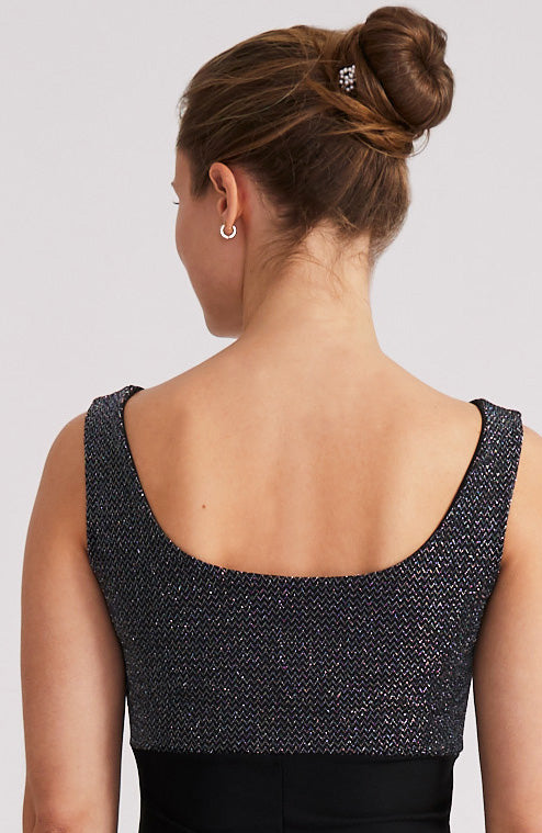 NOELIA A-Linien-Tangokleid in Silber &amp; Schwarz