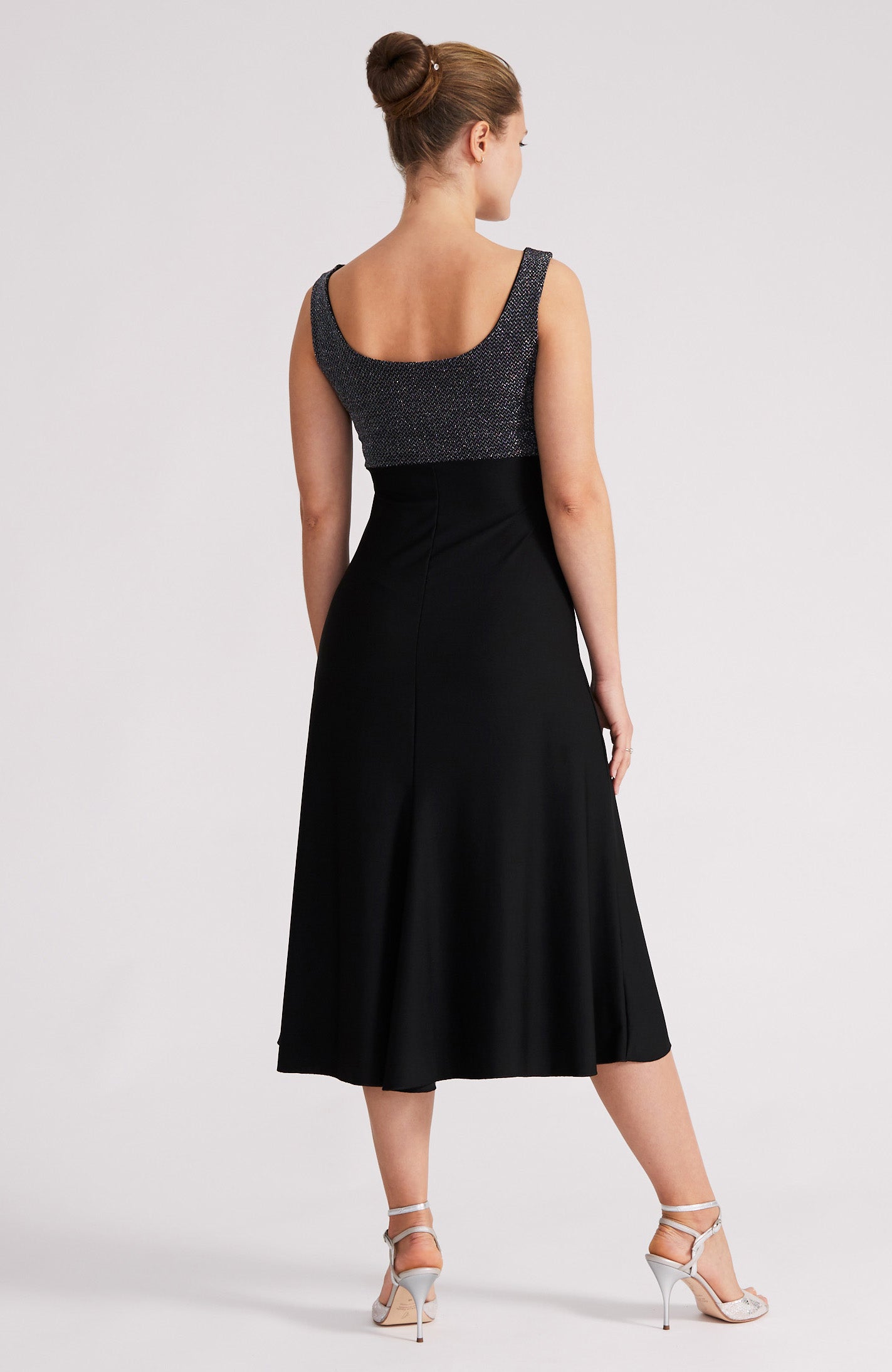 NOELIA A-Line Tango Dress in Silver & Black