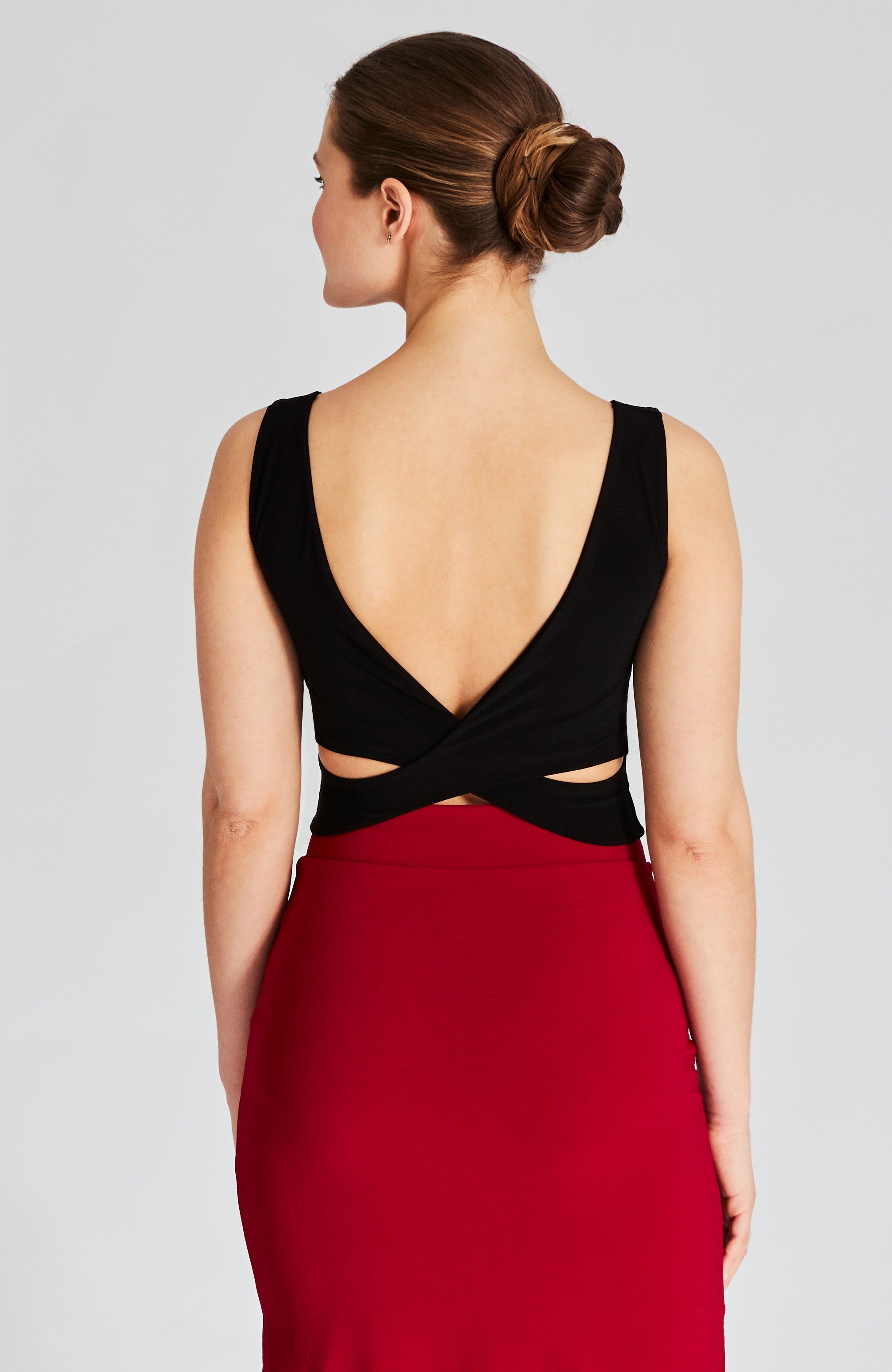 MARINA Cross Back Top in Black
